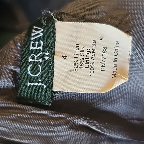 J. Crew Gray Ruched Ruffled Sheath Mini Dress. Size 4. 82 % LINEN 18% SILK. - Picture 4 of 4